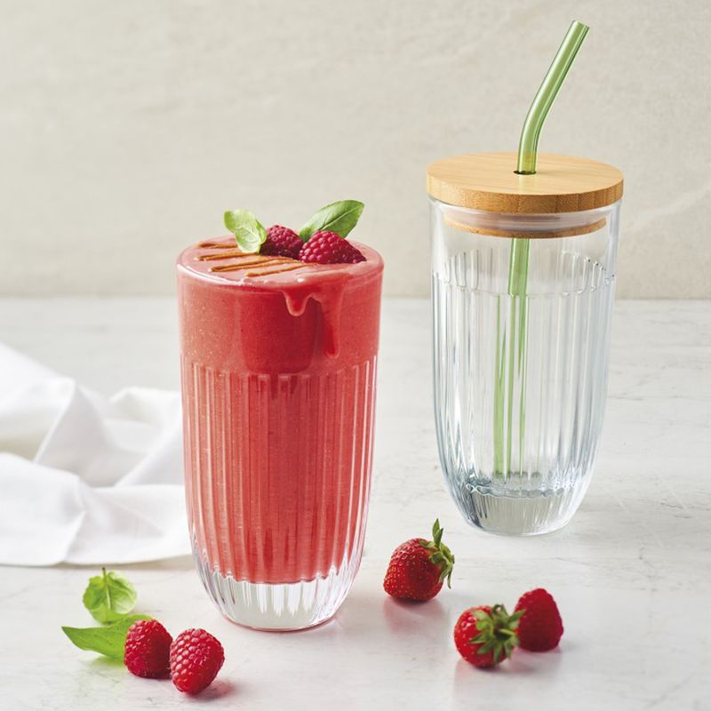 Matchaglass (2-pk) m/Lokk + Sugerør