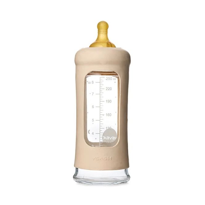 Hovedbilde Tåteflaske 250 ml Sand - Glass & Naturgummi | Hevea