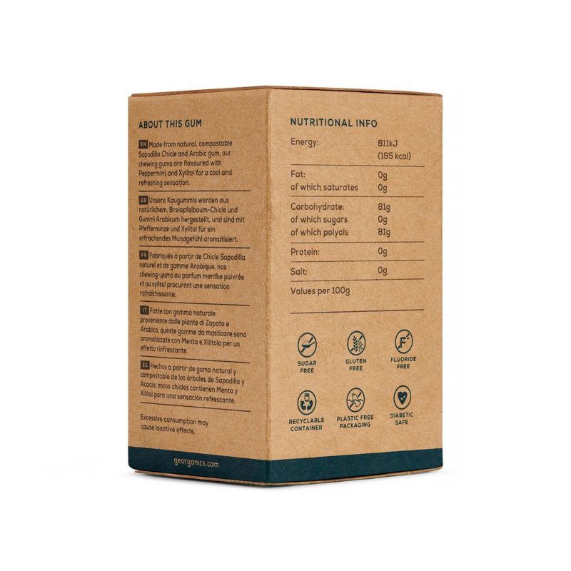 Plastfri Tyggegummi - Peppermynte (30 stk) | Georganics