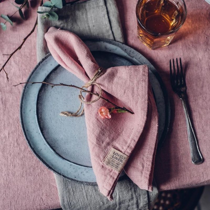 Linservietter - Ferskenrosa (4-pk) | Lovely Linen