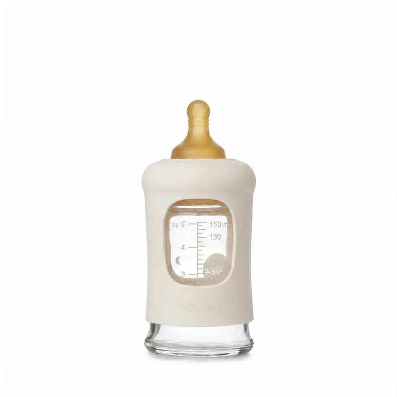 Tåteflaske 150 ml Hvit - Glass & Naturgummi | Hevea