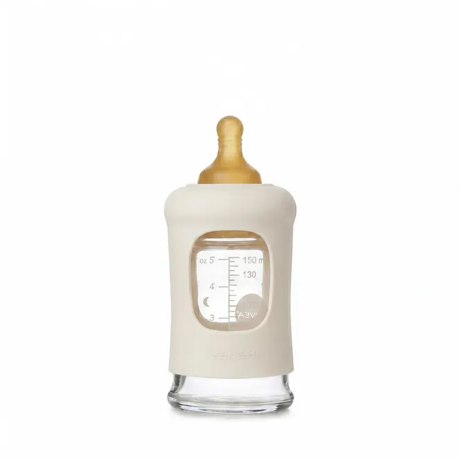 Hovedbilde Tåteflaske 150 ml Hvit - Glass & Naturgummi | Hevea